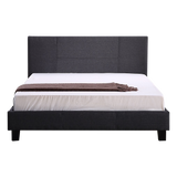 Queen Linen Fabric Bed Frame Grey - Low Angle