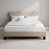 Double Linen Fabric Bed Frame Beige - 45-Degree Angle