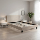 Double Linen Fabric Bed Frame Beige