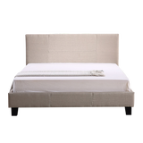 Double Linen Fabric Bed Frame Beige