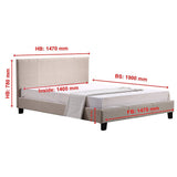 Double Linen Fabric Bed Frame Beige - Extra Image