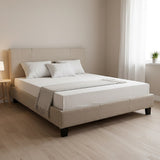 Queen Linen Fabric Bed Frame Beige - 45-Degree Angle