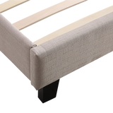 Queen Linen Fabric Bed Frame Beige - Top-Down View