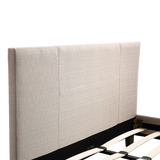 Queen Linen Fabric Bed Frame Beige - Rear View