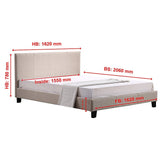 Queen Linen Fabric Bed Frame Beige - Low Angle