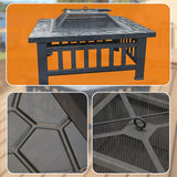 18" Square Metal Fire Pit Outdoor Heater