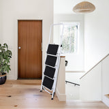 Foldable Non Slip 4 Step Steel Ladder - Rear View