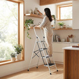 Foldable Non Slip 4 Step Steel Ladder - 45-Degree Angle