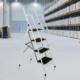 Foldable Non Slip 4 Step Steel Ladder - Front View