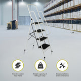 Foldable Non Slip 4 Step Steel Ladder - Low Angle