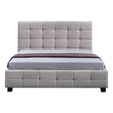 Linen Fabric Double Deluxe Bed Frame Beige - 45-Degree Angle