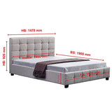 Linen Fabric Double Deluxe Bed Frame Beige - Close-Up Angle
