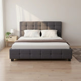 Linen Fabric Double Deluxe Bed Frame Grey - 45-Degree Angle