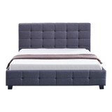 Linen Fabric Double Deluxe Bed Frame Grey - Top-Down View
