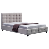 Linen Fabric Queen Deluxe Bed Frame Beige