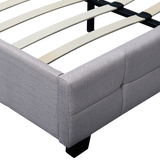 Linen Fabric Queen Deluxe Bed Frame Beige - Top-Down View