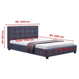 Linen Fabric Queen Deluxe Bed Frame Grey - Close-Up Angle