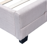 Linen Fabric King Deluxe Bed Frame Beige - Rear View