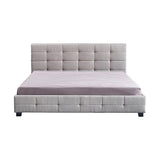 Linen Fabric King Deluxe Bed Frame Beige - Low Angle
