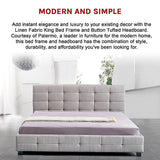Linen Fabric King Deluxe Bed Frame Beige - Extra Image
