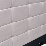 Linen Fabric King Deluxe Bed Frame Beige - Top-Down View