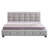 Linen Fabric King Deluxe Bed Frame Beige - Rear View