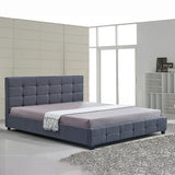 Linen Fabric King Deluxe Bed Frame Grey - Front View