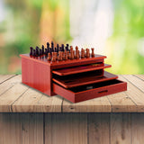10 in 1 Wooden Chess Board Games Slide Out Checkers House Unit Set - 45-Degree Angle