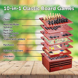 10 in 1 Wooden Chess Board Games Slide Out Checkers House Unit Set - Close-Up Angle
