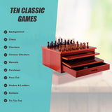 10 in 1 Wooden Chess Board Games Slide Out Checkers House Unit Set - Extra Image