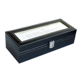 6 Slot Mens Watch Display Case Box Black PU Leather - 45-Degree Angle
