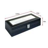 6 Slot Mens Watch Display Case Box Black PU Leather - Extra Image