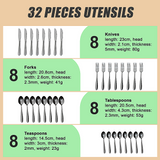 32 Piece Stainless Steel Cutlery Set Knives Fork Spoon Teaspoon - Extra Image
