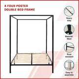 4 Four Poster Double Bed Frame - Side View