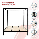 4 Four Poster King Bed Frame - Front View
