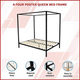 4 Four Poster Queen Bed Frame - Side View