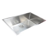 810x505mm Handmade 1.5mm Stainless Steel Undermount / Topmount Kitchen Sink with Square Waste - Low Angle