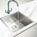 430x455mm Handmade 1.5mm Stainless Steel Undermount / Topmount Kitchen Sink with Square Waste - Front View