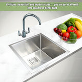 430x455mm Handmade 1.5mm Stainless Steel Undermount / Topmount Kitchen Sink with Square Waste - 45-Degree Angle