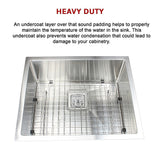 430x455mm Handmade 1.5mm Stainless Steel Undermount / Topmount Kitchen Sink with Square Waste - Low Angle