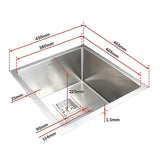 430x455mm Handmade 1.5mm Stainless Steel Undermount / Topmount Kitchen Sink with Square Waste - Extra Image