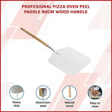 Profesional Pizza Oven Peel Paddle 90cm Wood Handle - Side View