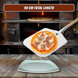 Profesional Pizza Oven Peel Paddle 90cm Wood Handle - Low Angle