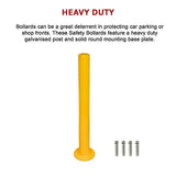 Yellow Heavy Duty Steel Bollard Post - Rear View