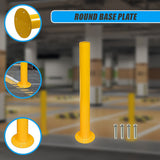 Yellow Heavy Duty Steel Bollard Post - Close-Up Angle
