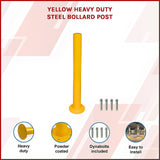 Yellow Heavy Duty Steel Bollard Post - Side View