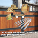 Sliding Gate Hardware Accessories Kit - 6m Track, Wheels, Stopper, Roller Guide - Top-Down View