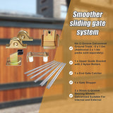 Sliding Gate Hardware Accessories Kit - 6m Track, Wheels, Stopper, Roller Guide - Low Angle