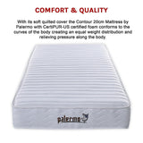Palermo Double Mattress Memory Foam Green Tea Infused CertiPUR Approved - Rear View