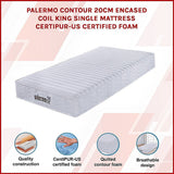 Contour Encased Coil King Single Mattress – Hybrid Support with CertiPUR-US® Certified Foam Comfort Layers - Side View